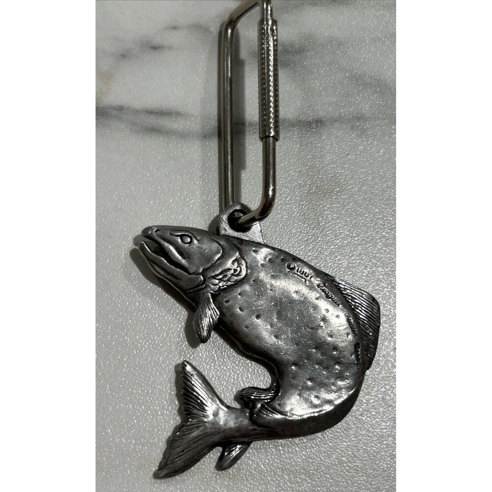 Vintage Sturgeon Pewter Keychain by Seagull Canada from 1987 - Picture 1 of 4